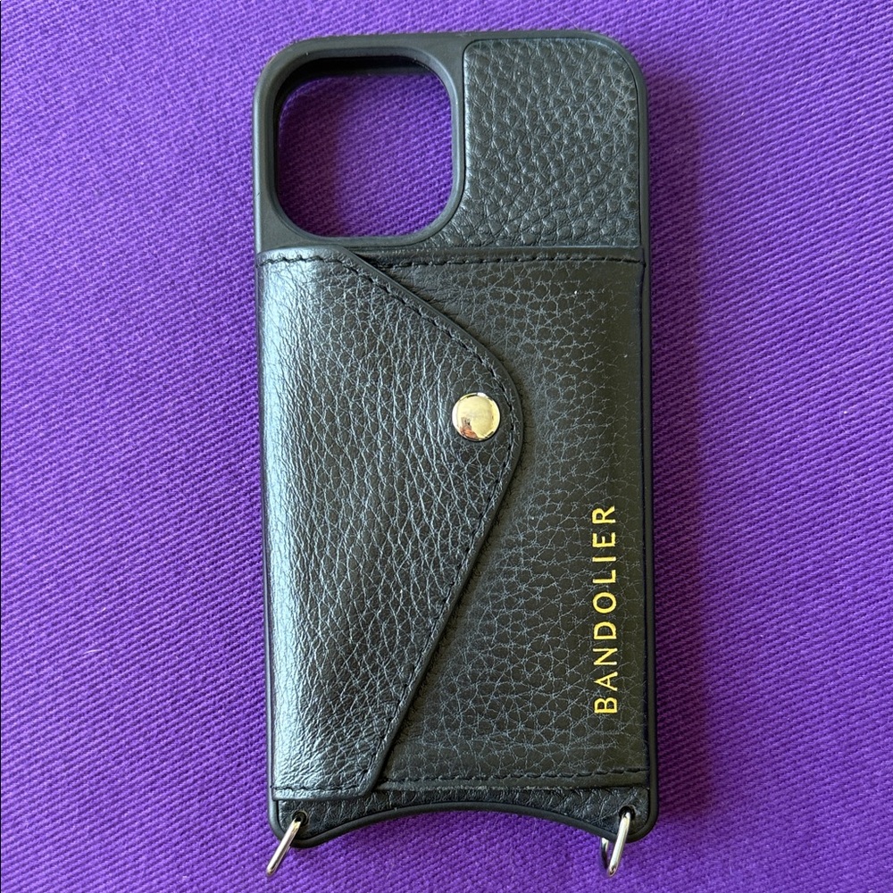 Bandolier Black Slim Leather Phone Case